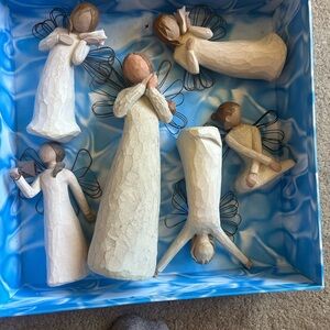 Willow Tree Angel Figurines Set - Cream and Brown